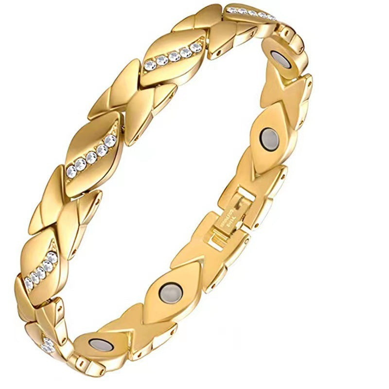 Leaves Diamond Magnet Bracelet Bronze Brushed
