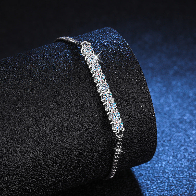 S925 Sterling Silver Cuban Moissanite Bracelet