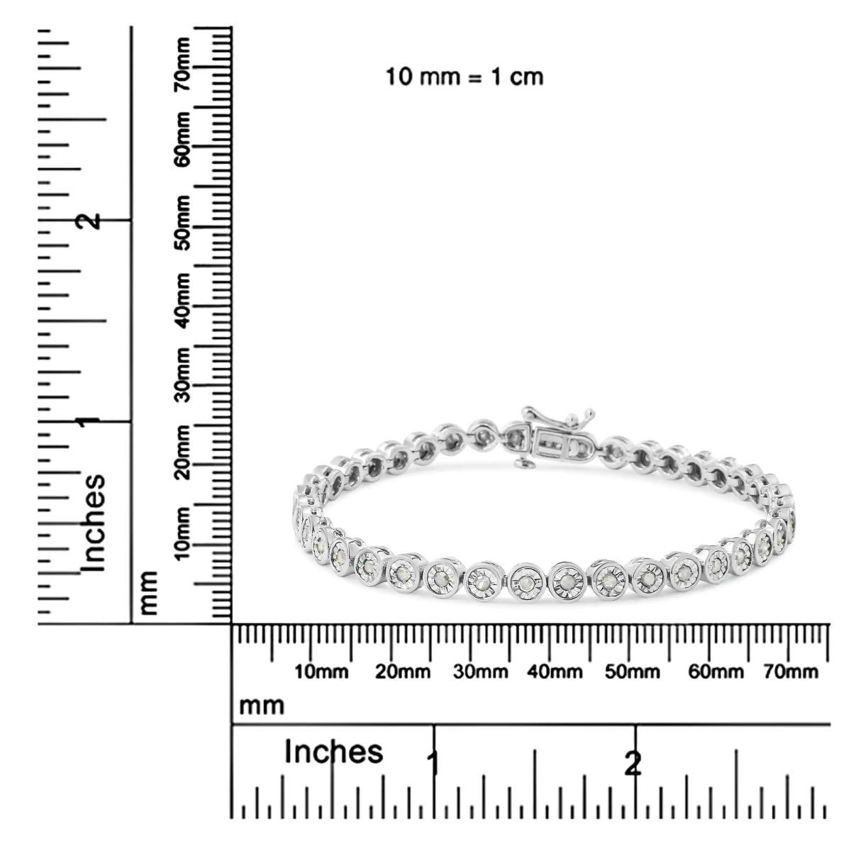 .925 Sterling Silver 1.0 Cttw Miracle Plate Set Diamond Bezel Link Design Tennis Bracelet (I - J Color, I3 Clarity) - Real Vision