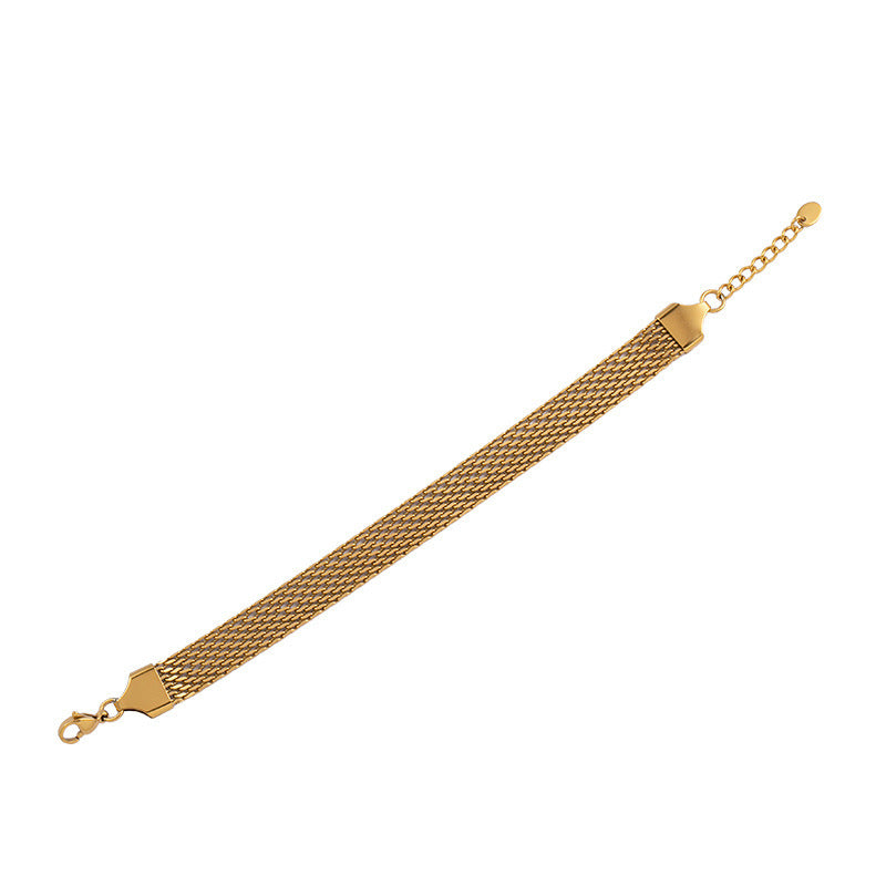 Titanium Steel Woven Bracelet Non-fading Flat Mesh Chain Unisex Bracelet