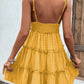 Shiny Frill Spaghetti Strap Tiered Dress