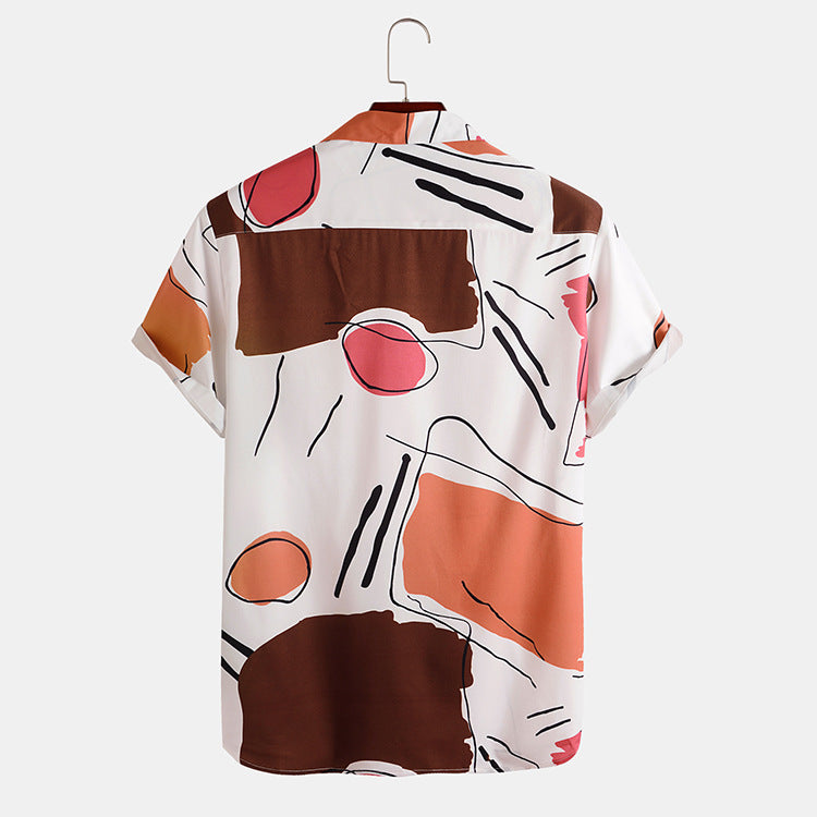 Men's Shirt Printed Loose Short Sleeve Shirt