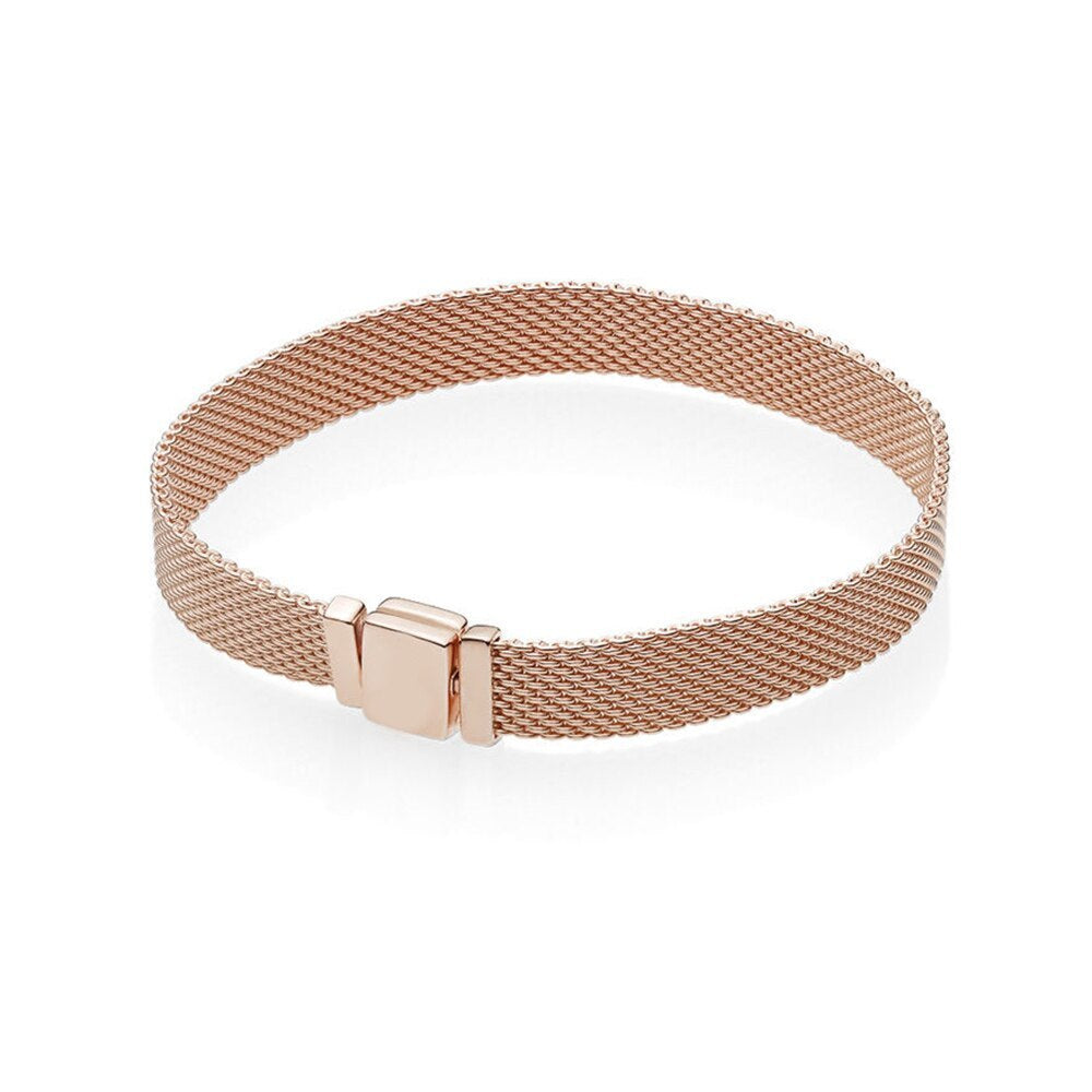 Rose Gold Alloy Sterling Silver Wide Bracelet Personality Simple Female 925