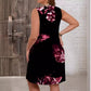Women's Fashion Color Contrast Patchwork Skirt Plant Print Short Sleeve Dress