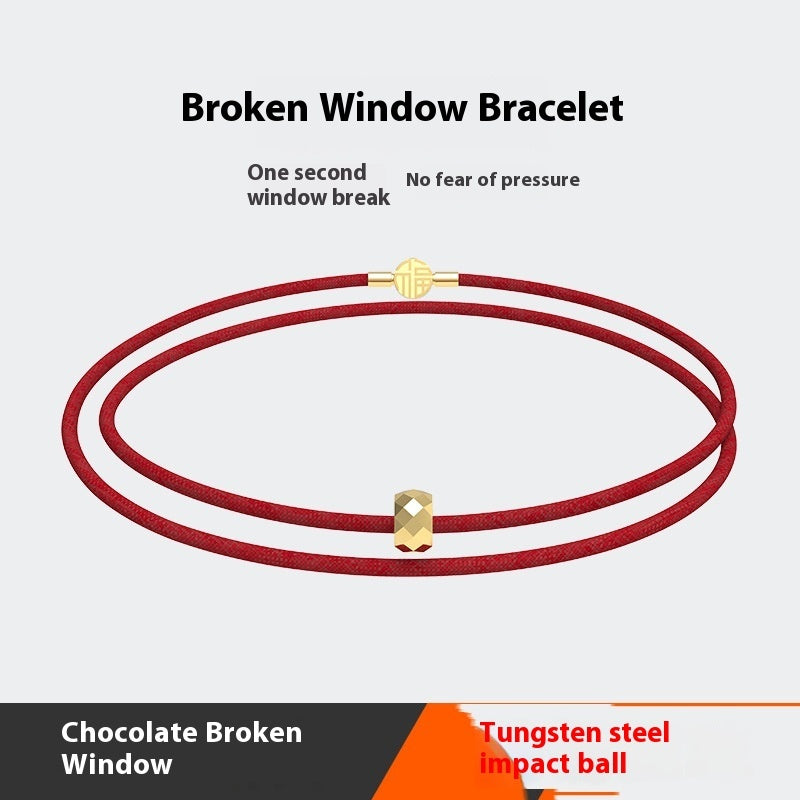 Elastic Contraction Rope Broken Window Cullet Tungsten Steel Bracelet