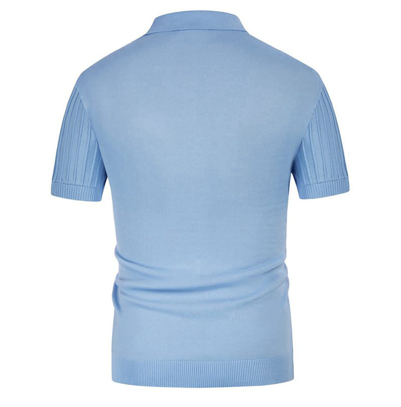 Men's Summer Candy Color Short Sleeve Business Polo Knitwear T-shirt