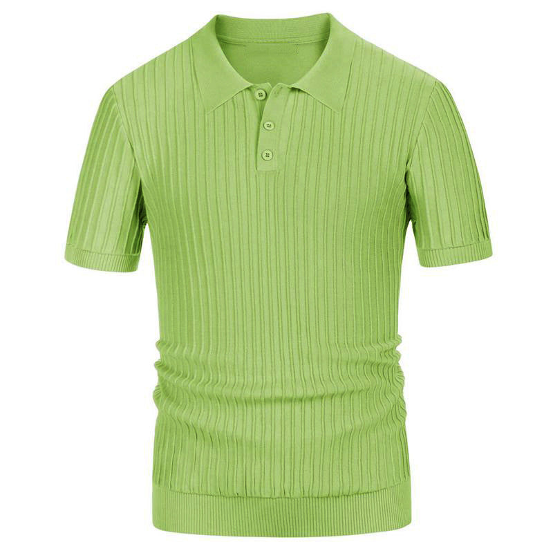 Men's Summer Candy Color Short Sleeve Business Polo Knitwear T-shirt