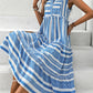 Perfee Frill Printed Notched Sleeveless Dress