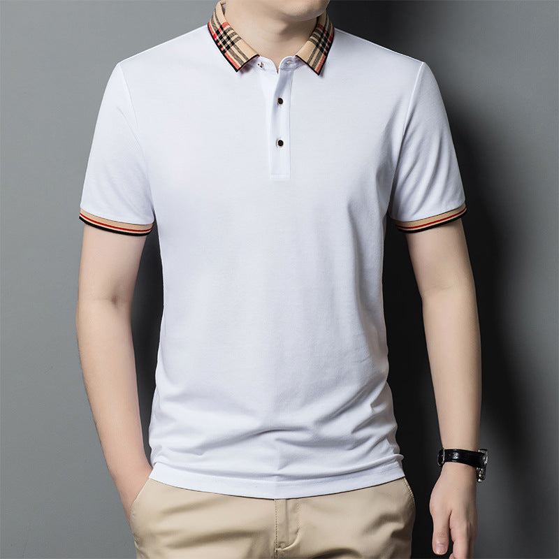 Summer Long-staple Cotton High-end Polo Shirt Men's Business Ice Silk Lapel T-shirt Top
