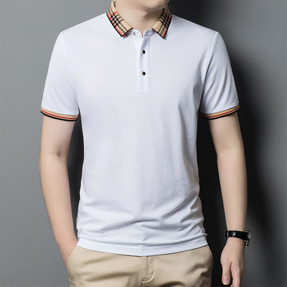 Summer Long-staple Cotton High-end Polo Shirt Men's Business Ice Silk Lapel T-shirt Top