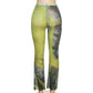 Printed Mesh Flare Leg Pants