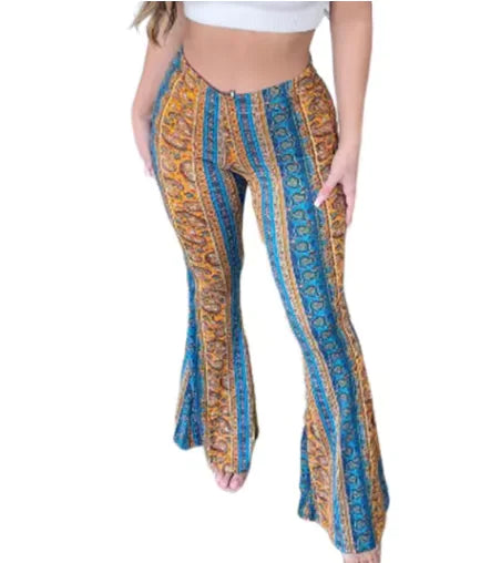 Boho Flare Print Pants for Women