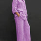 Lapel Blouse and Loose Straight Pants