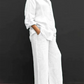 Lapel Blouse and Loose Straight Pants