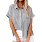 Women's Casual Cotton Linen Short-Sleeve Shirt with Pockets