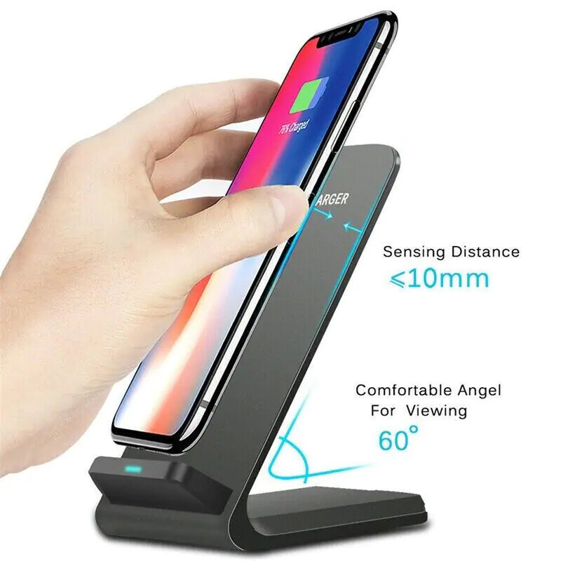 Qi Wireless Fast Charger Charging Pad Stand Dock For Samsung Galaxy iPhone Phone