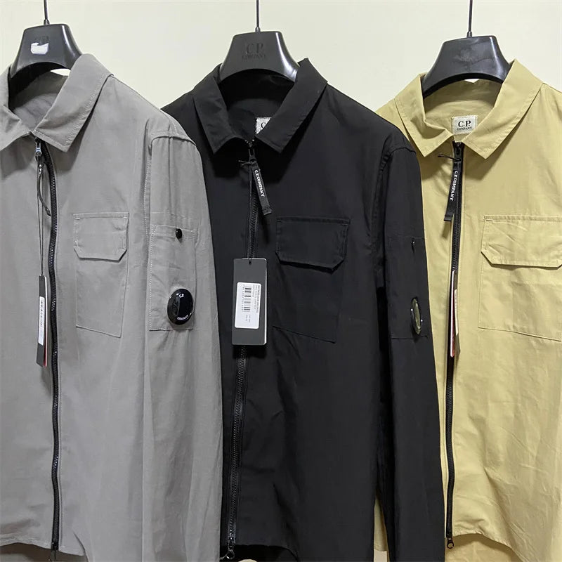 "Monochrome Cotton Jacket for Men, Casual Shirt