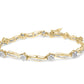 10K Yellow Gold 2.00 Cttw Round-Cut and Baguette-Cut Floral Design Swirl Link 7.5" Bracelet (H-I Color, I2-I3 Clarity)