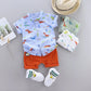 2021 Cartoon Dinosaur Print Toddler Boy Summer Set: Shirt + Pants