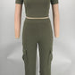 High Waist Straight Pants Two Piece