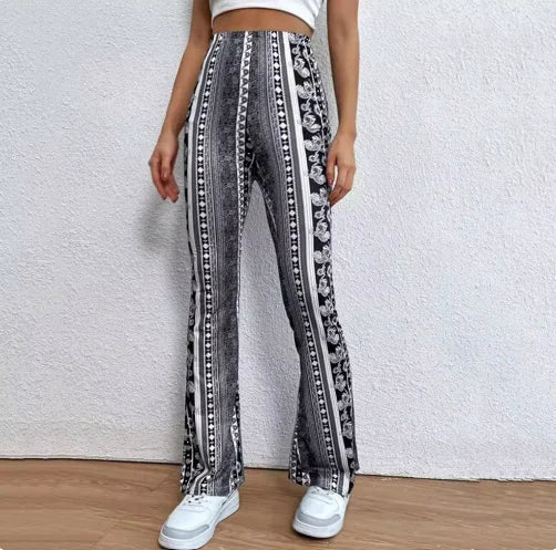 Boho Flare Print Pants for Women