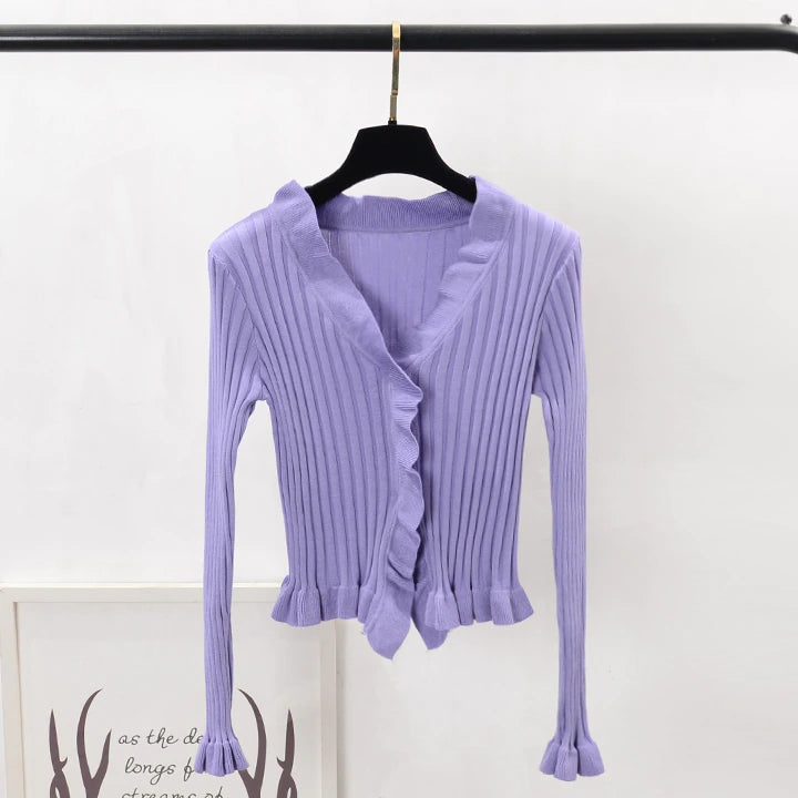 Women Ruffles Sweaters Cardigans