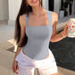 Square Neck Jumpsuit Sleeveless Slim Fit Tank Top