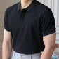 Casual Knit Ribbed Polo Shirt for Men