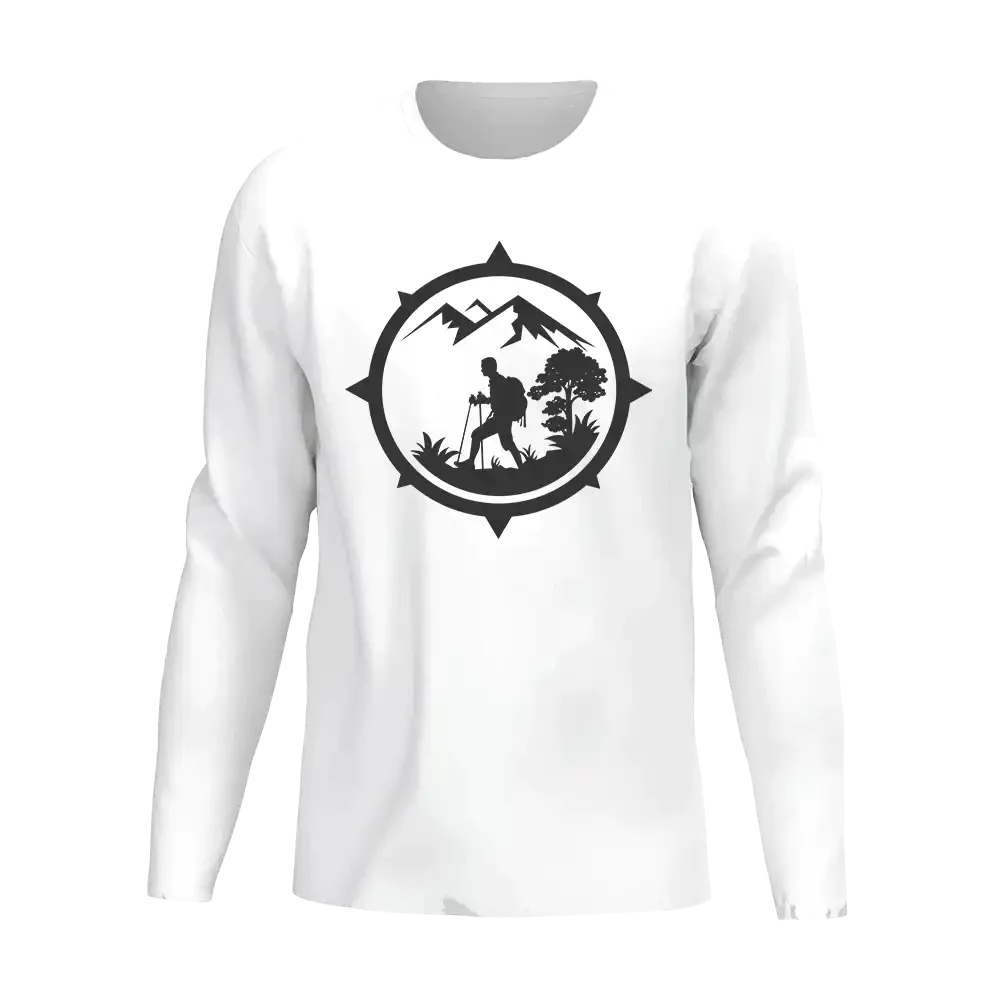 Hiking Mountain Compass Men Long Sleeve Shirt