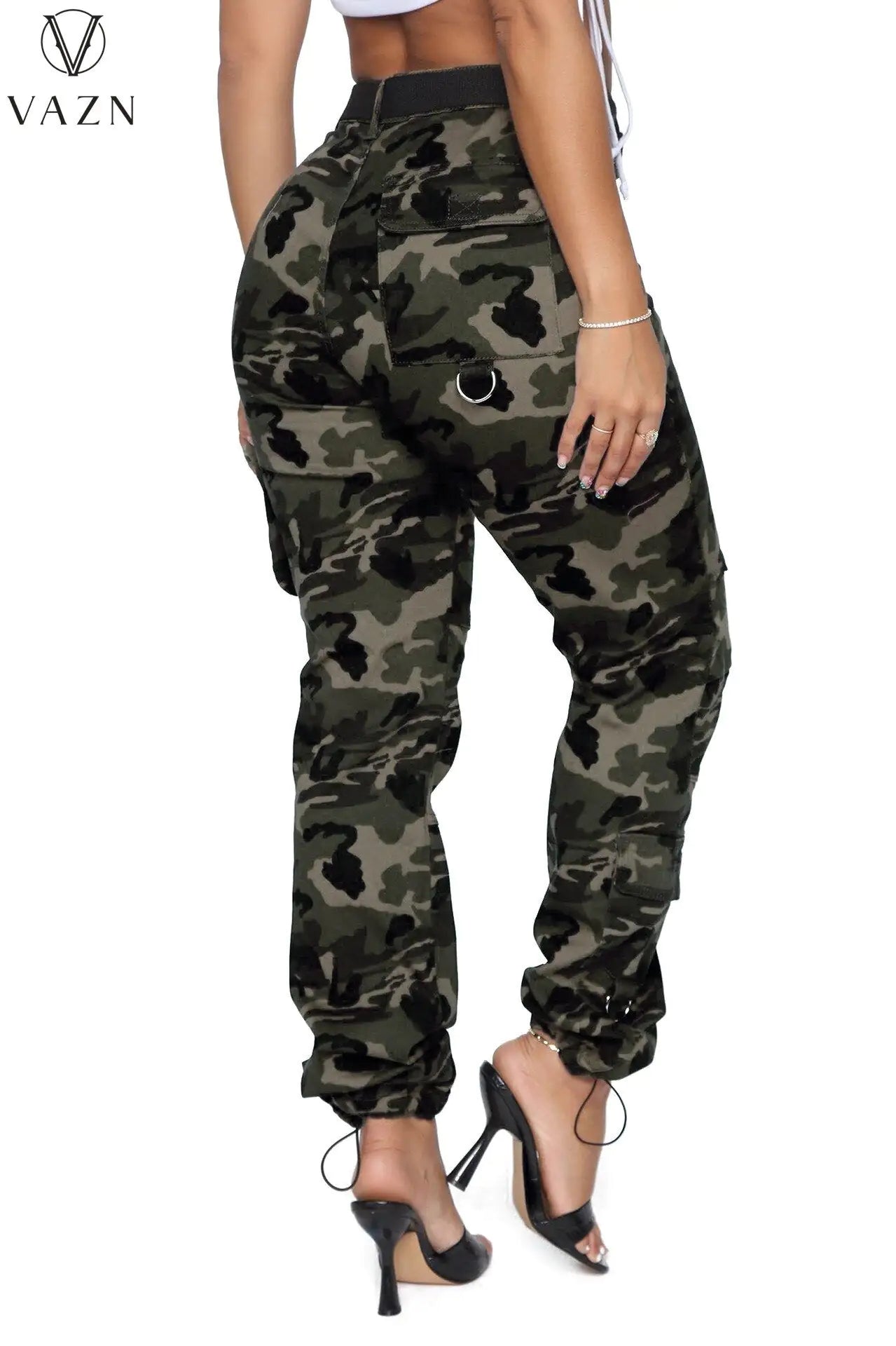 Women Pockets Camouflage Denim Long Pants