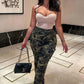Women Pockets Camouflage Denim Long Pants