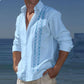 Fashion Print Long Sleeve Shirt Men Casual Loose Button Lapel Tops Seaside Cool Beach Shirt