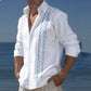 Fashion Print Long Sleeve Shirt Men Casual Loose Button Lapel Tops Seaside Cool Beach Shirt
