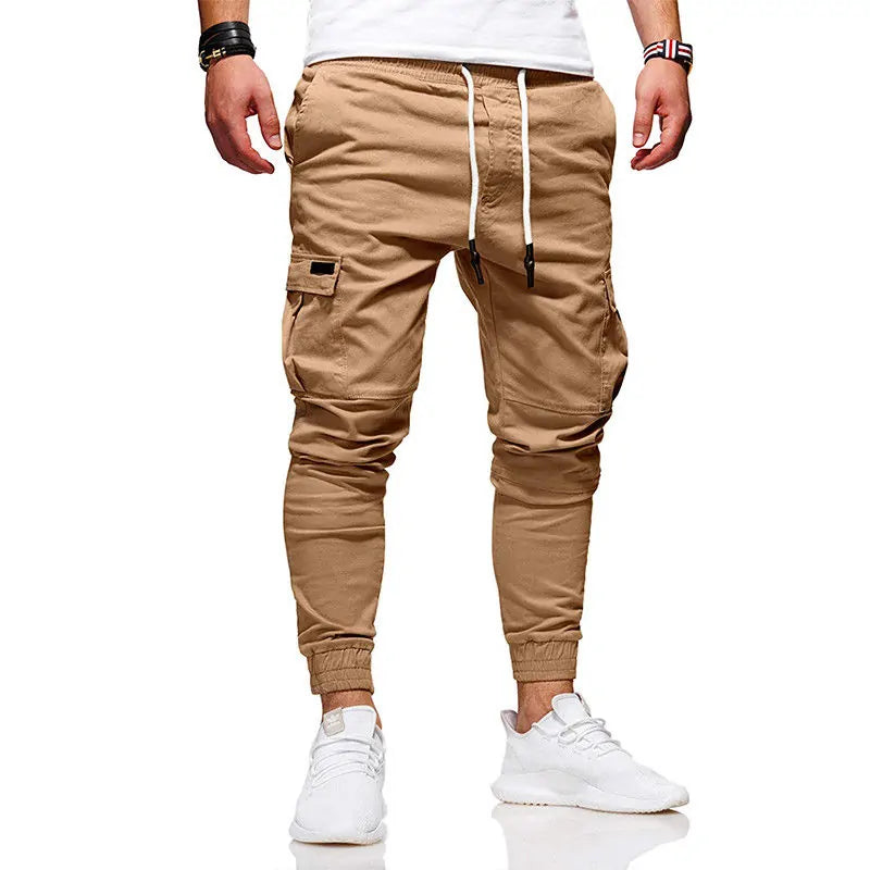 Men's Slim Fit Ankle-tied Pencil Pants with Drawstring and Side Pockets