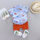 2021 Cartoon Dinosaur Print Toddler Boy Summer Set: Shirt + Pants