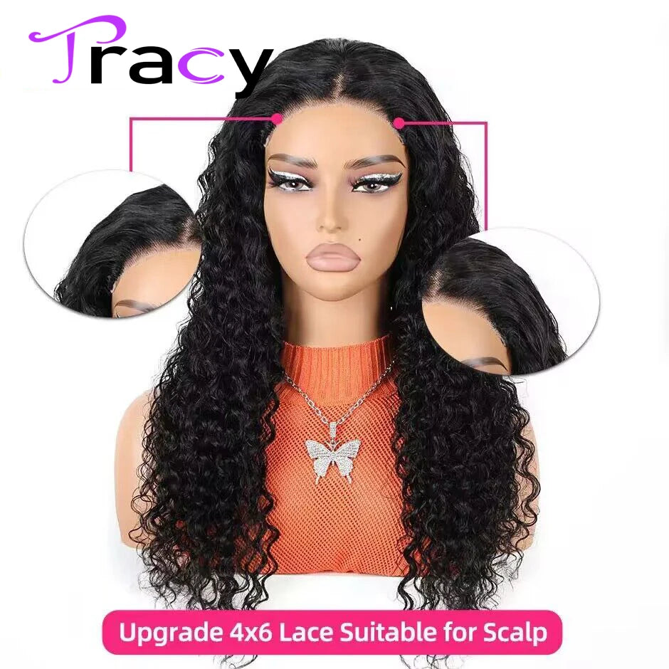 Tracy Hair 6x4 HD Lace Glueless Wig Human Hair Ready to Wear and Go Pre Cut Wig Kinky Curly Hair for Women Pre Plucked Wig