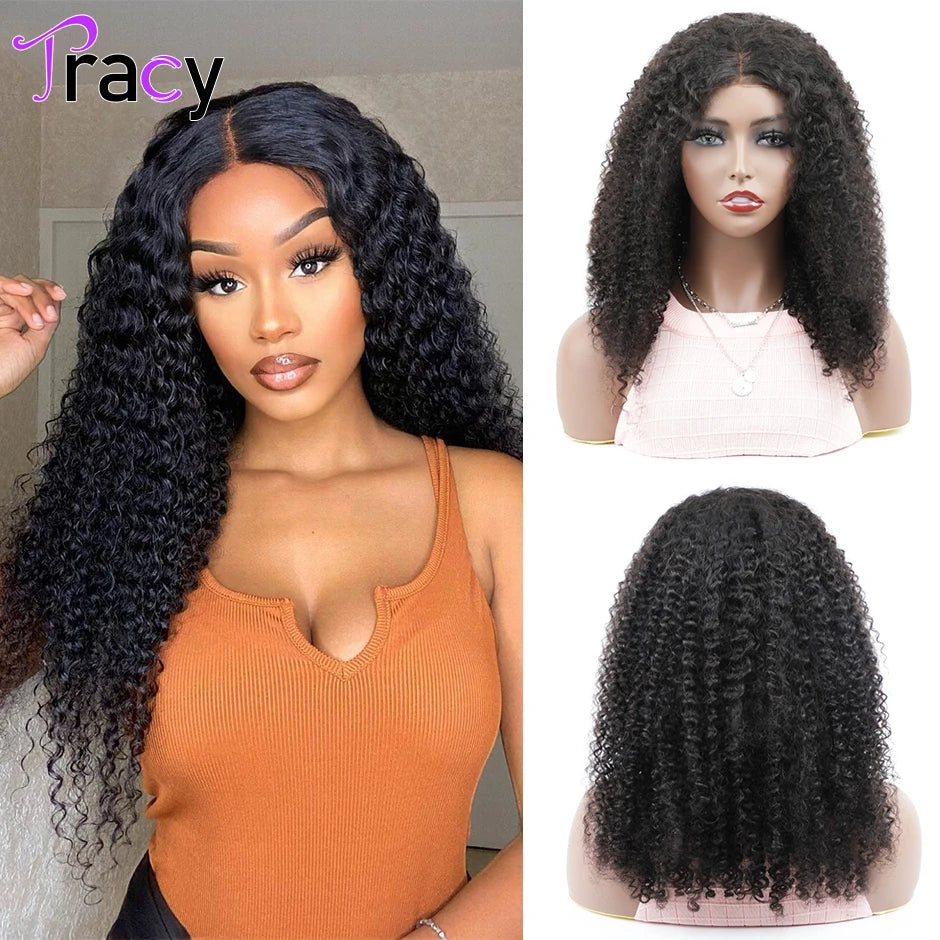Tracy Hair 6x4 HD Lace Glueless Wig Human Hair Ready to Wear and Go Pre Cut Wig Kinky Curly Hair for Women Pre Plucked Wig