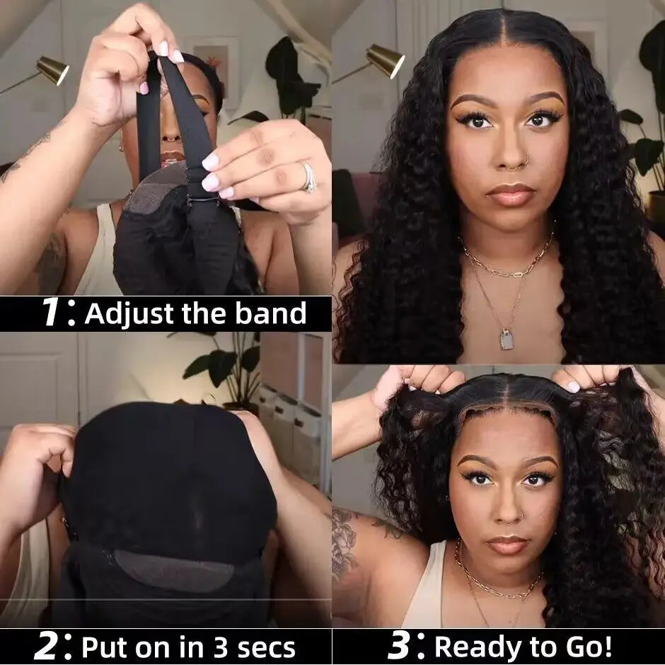 Tracy Hair 6x4 HD Lace Glueless Wig Human Hair Ready to Wear and Go Pre Cut Wig Kinky Curly Hair for Women Pre Plucked Wig