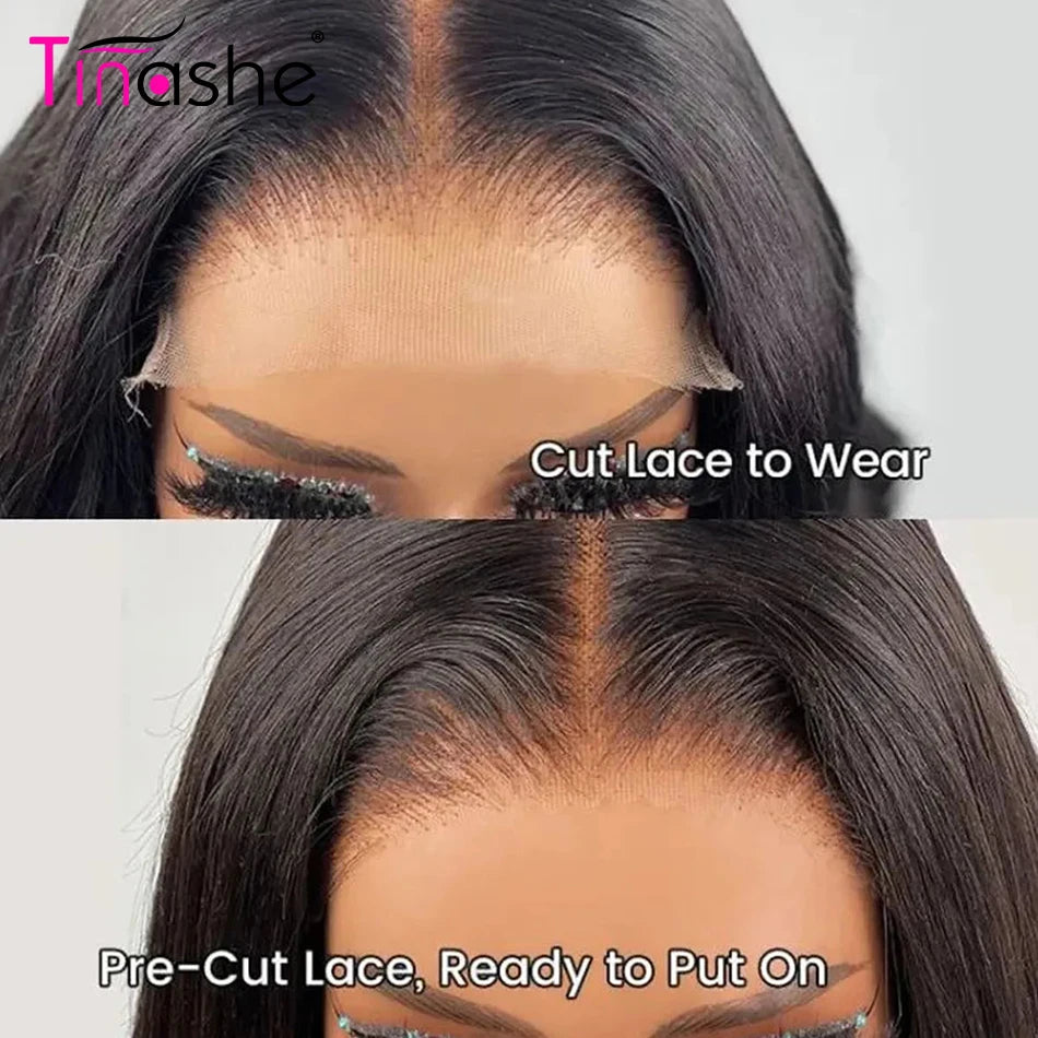 Tinashe Wear & Go Glueless Wig Human Hair Pre-Bleached Knots 1b/2/30 Highlight Straight Bob Wig Pre-Cut 5x6 Lace Closure Wig