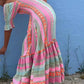 Striped Patchwork Pleated Maxi Dresses