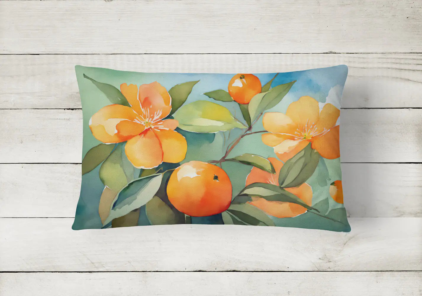 Florida Orange Blossom in Watercolor Throw Pillow