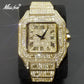 MISSFOX Ice Out Diamond Square Watch for Men