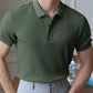 Casual Knit Ribbed Polo Shirt for Men