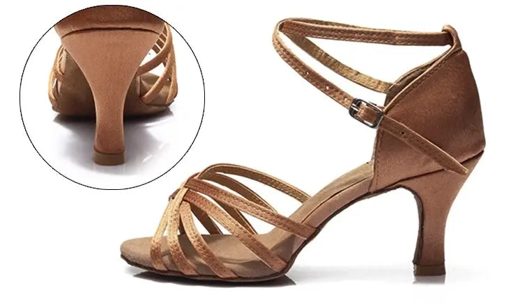 Women's Salsa Bachata Ballroom Dance Shoes Tan