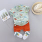 2021 Cartoon Dinosaur Print Toddler Boy Summer Set: Shirt + Pants