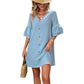 Women's Solid Color And V-neck Loose Dress