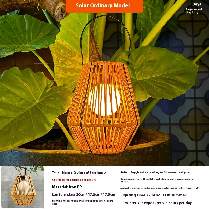 Solar Garden Decoration Bamboo Woven Candle Lights