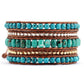 Bohemian Style Cut Angle Turquoise Bracelet Ornament Three-layer Winding Handmade Woven Leather String Bracelet