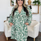 Double Take Full Size Printed Ruched Balloon Sleeve Dress