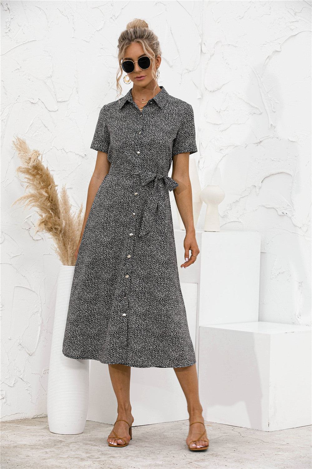 Ladies Shirt Collar Shirt Dress Elegant And Fashionable